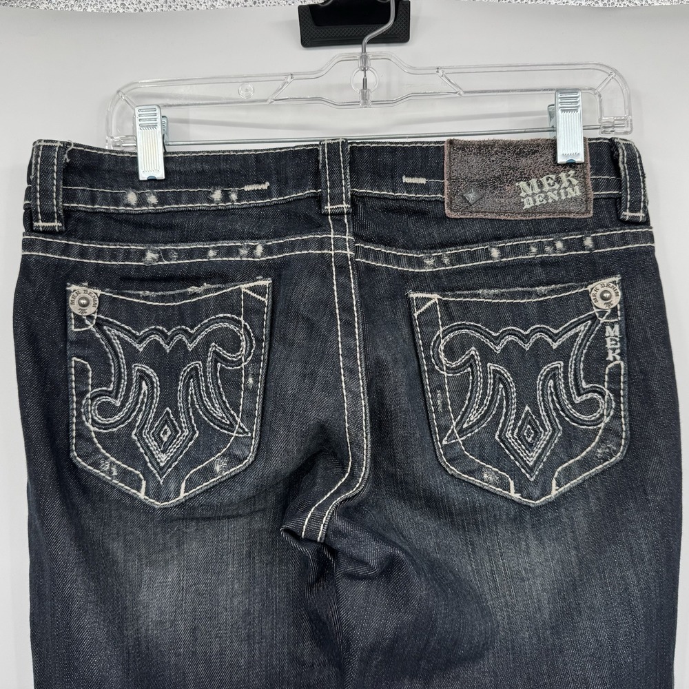 MEK Denim‎ Size 27x28 Edinburgh Straight Leg Womens Jeans Dark Blue Hemmed